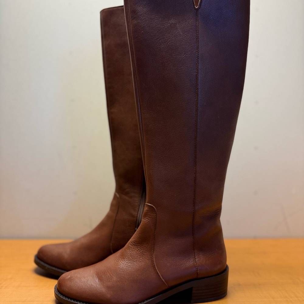 Lands End Women Tall Brown Leather Riders Boots US Size 6B